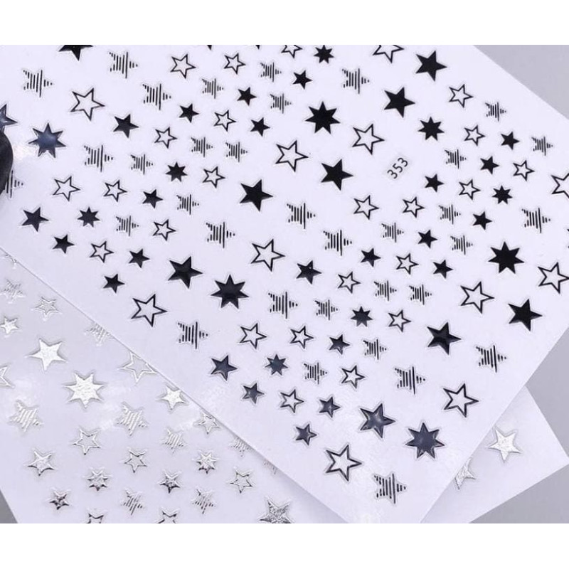 STARS BLACK - Aufkleber 3D ZooNail-STARS-Double Beauty Shop