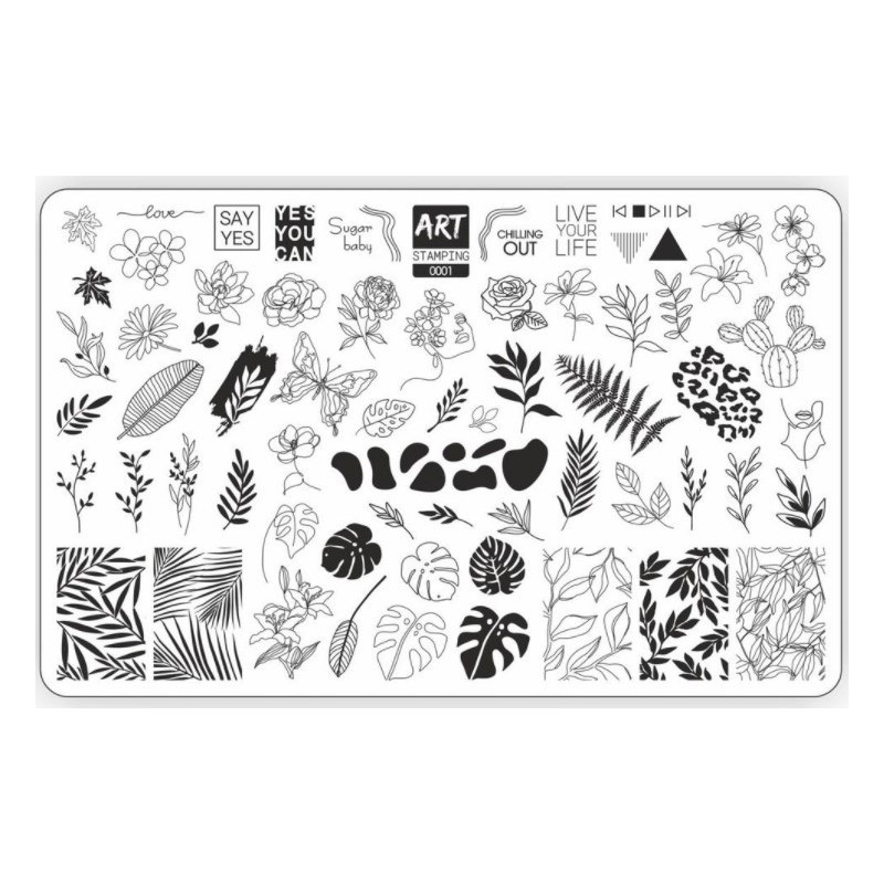 0001 Matte stamping schablone + design blatt ART STAMPING-ALLE SCHABLONEN-Double Beauty Shop