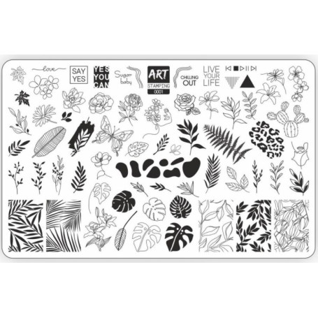 0001 Matte stamping schablone + design blatt ART STAMPING