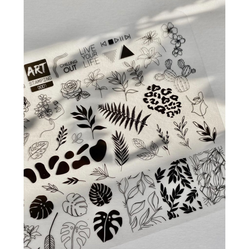 0001 Matte stamping schablone + design blatt ART STAMPING-ALLE SCHABLONEN-Double Beauty Shop