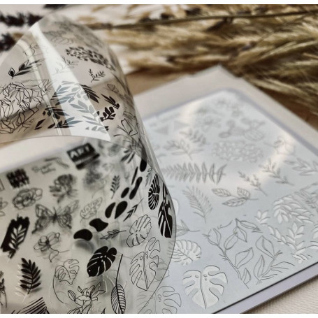 0001 Matte stamping schablone + design blatt ART STAMPING