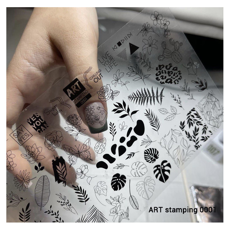 0001 Matte stamping schablone + design blatt ART STAMPING-ALLE SCHABLONEN-Double Beauty Shop
