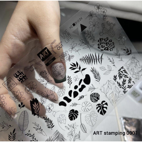 0001 Matte stamping schablone + design blatt ART STAMPING