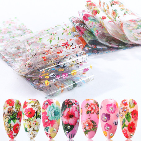 Nailart Folie Flower and Leaf Print set 10 pcs