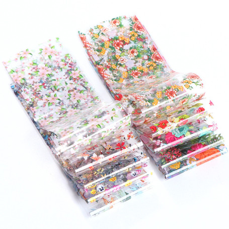 Nailart Folie Flower and Leaf Print set 10 pcs
