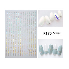 Aufkleber 3d Dots Stripes silver Nailart