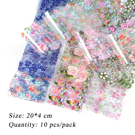 Nailart Folie Flowers Print set 10 pcs