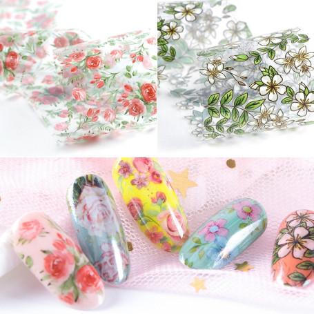 Nailart Folie Flowers Print set 10 pcs