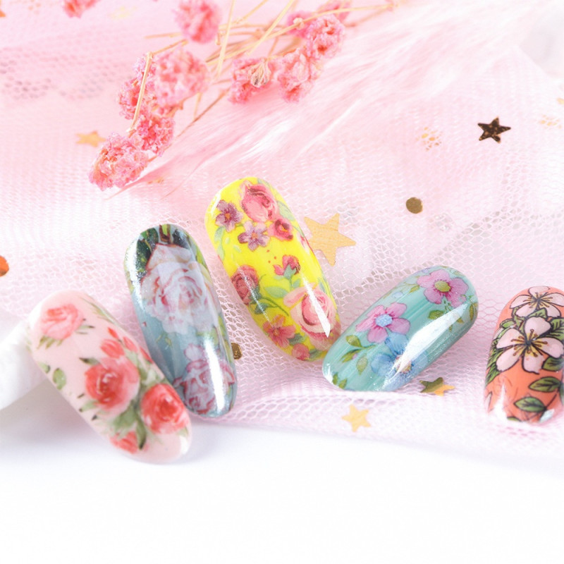 Nailart Folie Flowers Print set 10 pcs-NAILART FOLIE-Double Beauty Shop