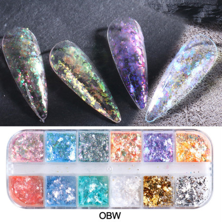 MIX OPAL FLAKES 12 stk. NailArt