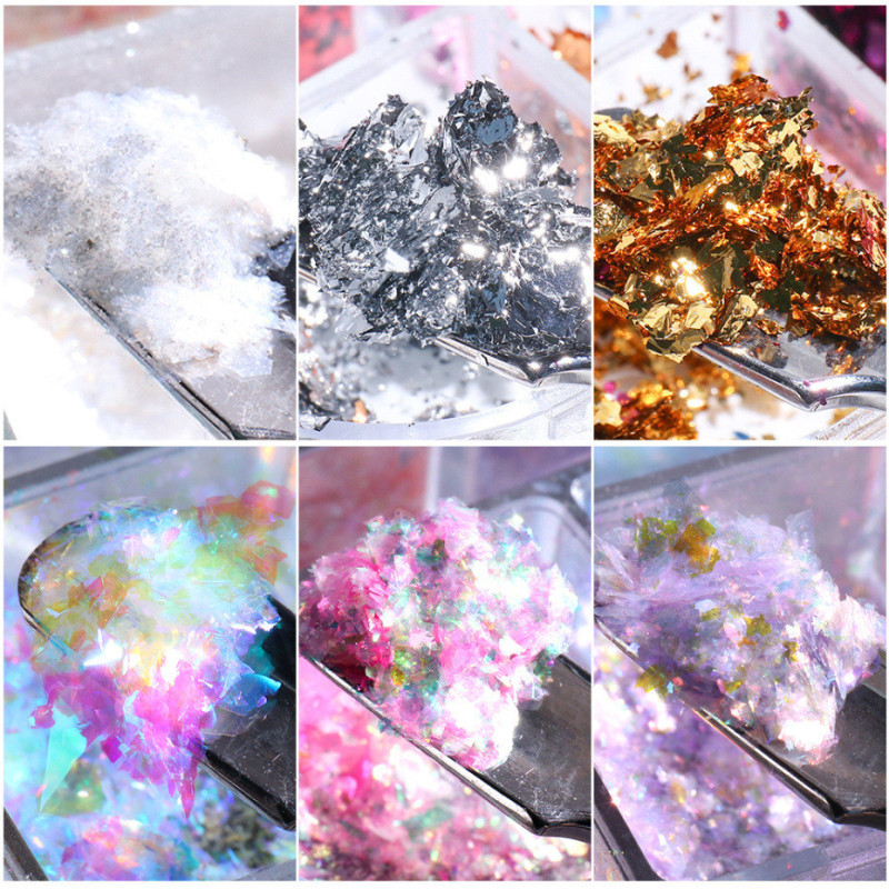 MIX OPAL FLAKES 12 stk. NailArt-FLAKES-Double Beauty Shop