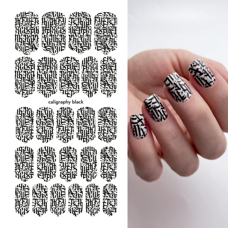 Nagelfolie Caligraphy black - Nail Wraps by Provocative Nails-NAIL WRAPS SELBSTKLEBEND-Double Beauty Shop