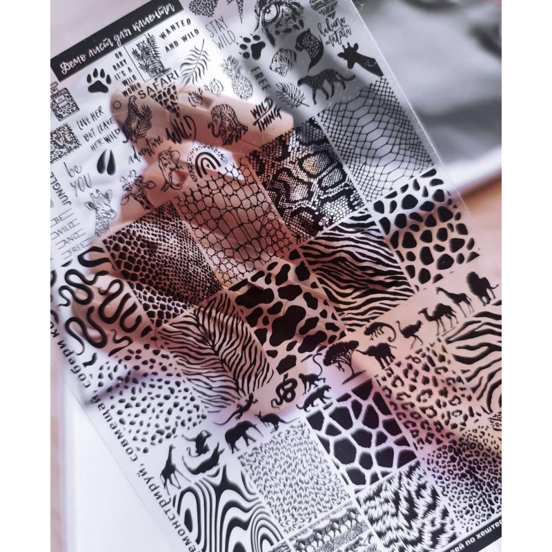 30 SAFARI stamping schablone + design blatt TAKIDA-ALLE SCHABLONEN-Double Beauty Shop