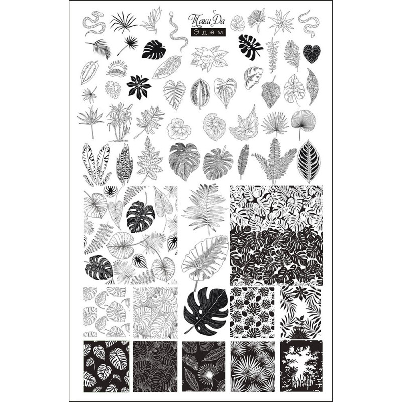 04 PARADISE stamping schablone + design blatt TAKIDA-ALLE SCHABLONEN-Double Beauty Shop