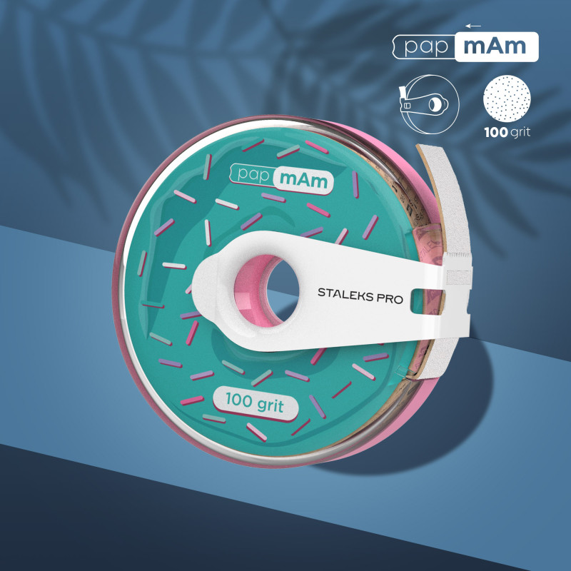 Einwegfeile Körnung 100-240 grid PAPMAM (7 Meter Rolle) für Metall-Untersatz STALEKS-Feilen und Buffer-Double Beauty Shop