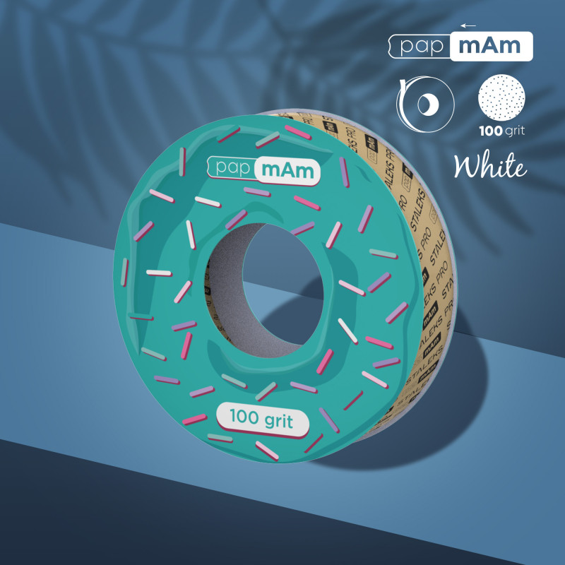 Ersatzrolle für die Einwegfeile Körnung 100-240 PAPMAM für Metall-Untersatz (7 Meter Rolle)  STALEKS-Feilen und Buffer-Double Beauty Shop