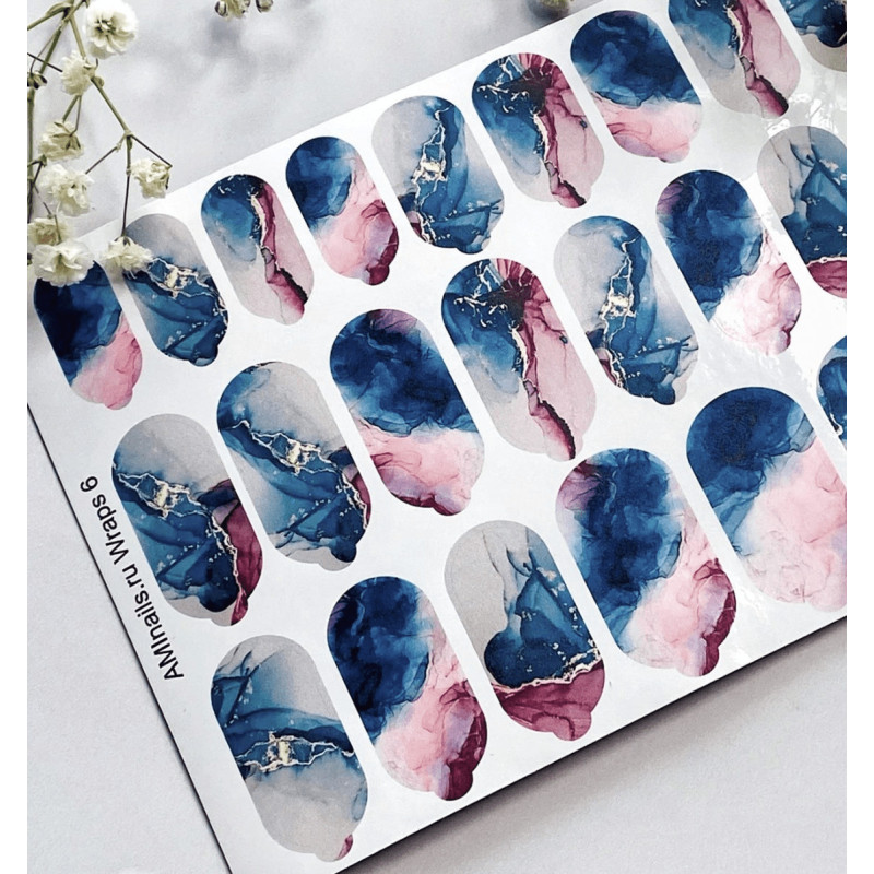 Nagelfolie 06 Nail Wraps für Maniküre AMINAILS-NAIL WRAPS SELBSTKLEBEND-Double Beauty Shop