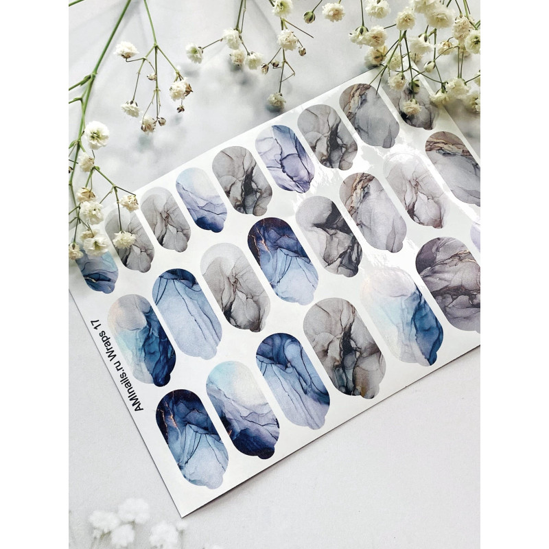 Nagelfolie 17 Nail Wraps für Maniküre AMINAILS-NAIL WRAPS SELBSTKLEBEND-Double Beauty Shop