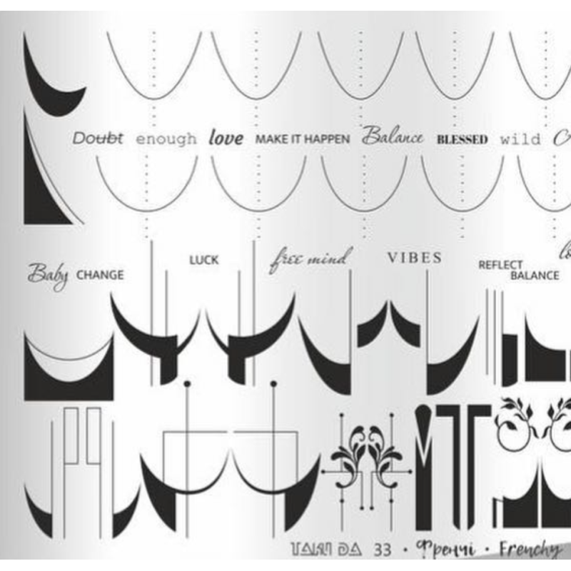 33 FRENCH stamping schablone + design blatt TAKIDA-ALLE SCHABLONEN-Double Beauty Shop