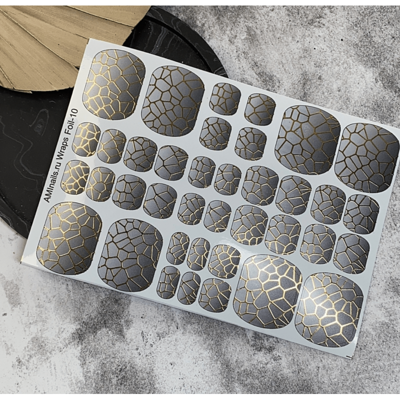 Nagelfolie 10 Foil Nail Wraps für Pediküre AMINAILS-NAIL WRAPS SELBSTKLEBEND-Double Beauty Shop