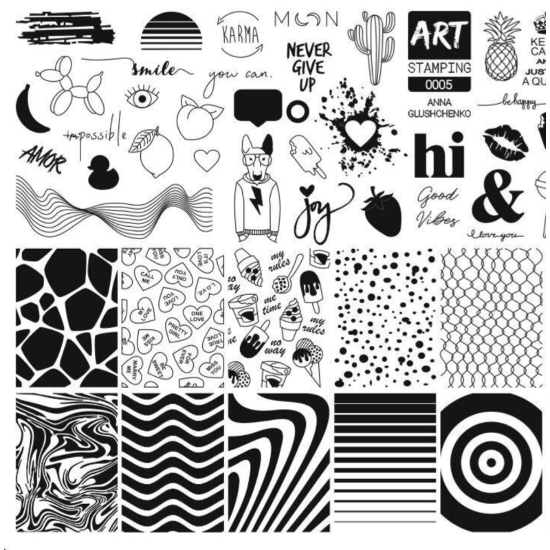 0005 stamping schablone + design blatt ART STAMPING-ALLE SCHABLONEN-Double Beauty Shop