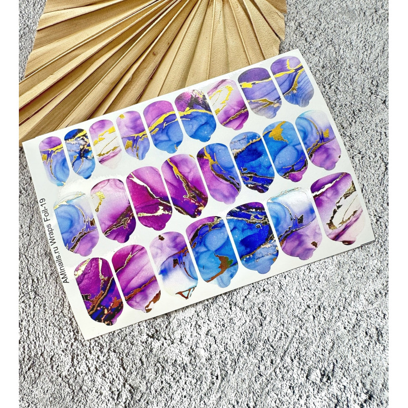 Nagelfolie 19 Foil Nail Wraps für Maniküre AMINAILS-NAIL WRAPS SELBSTKLEBEND-Double Beauty Shop