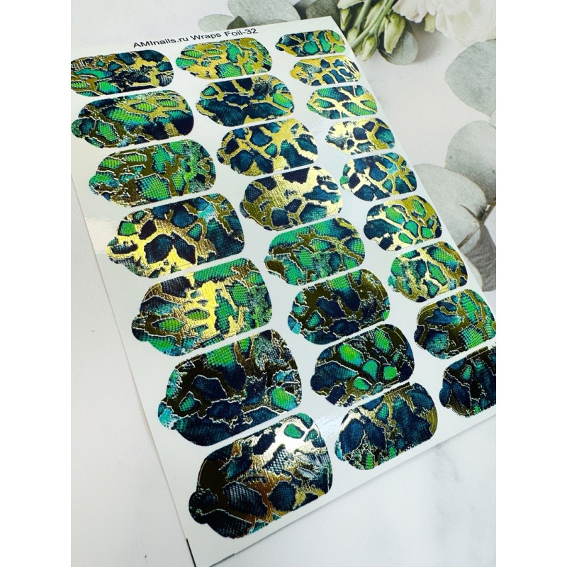 Nagelfolie 32 Foil Nail Wraps für Maniküre AMINAILS-NAIL WRAPS SELBSTKLEBEND-Double Beauty Shop