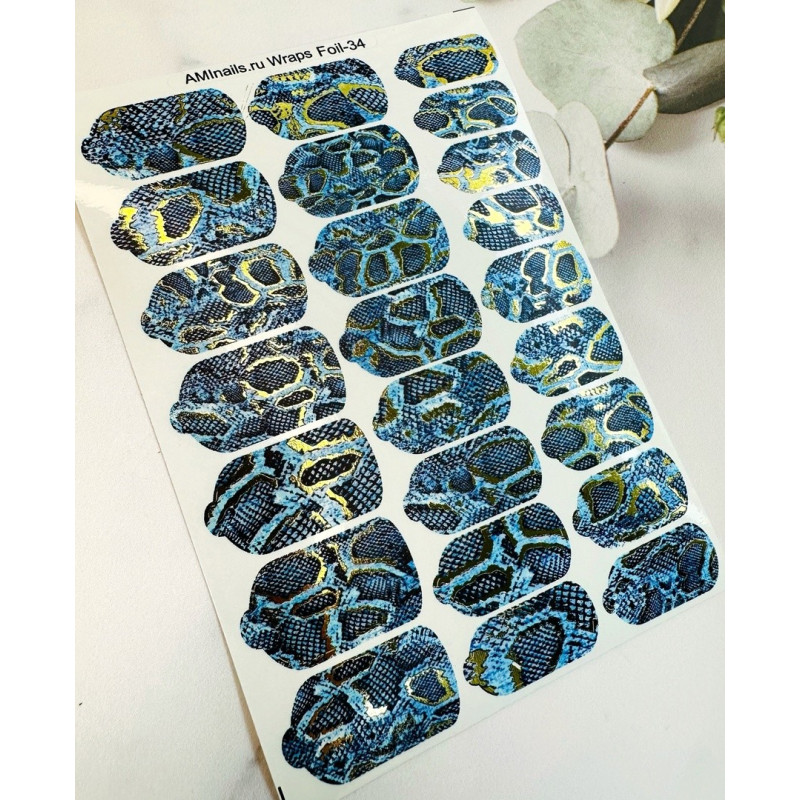 Nagelfolie 34 Foil Nail Wraps für Maniküre AMINAILS-NAIL WRAPS SELBSTKLEBEND-Double Beauty Shop