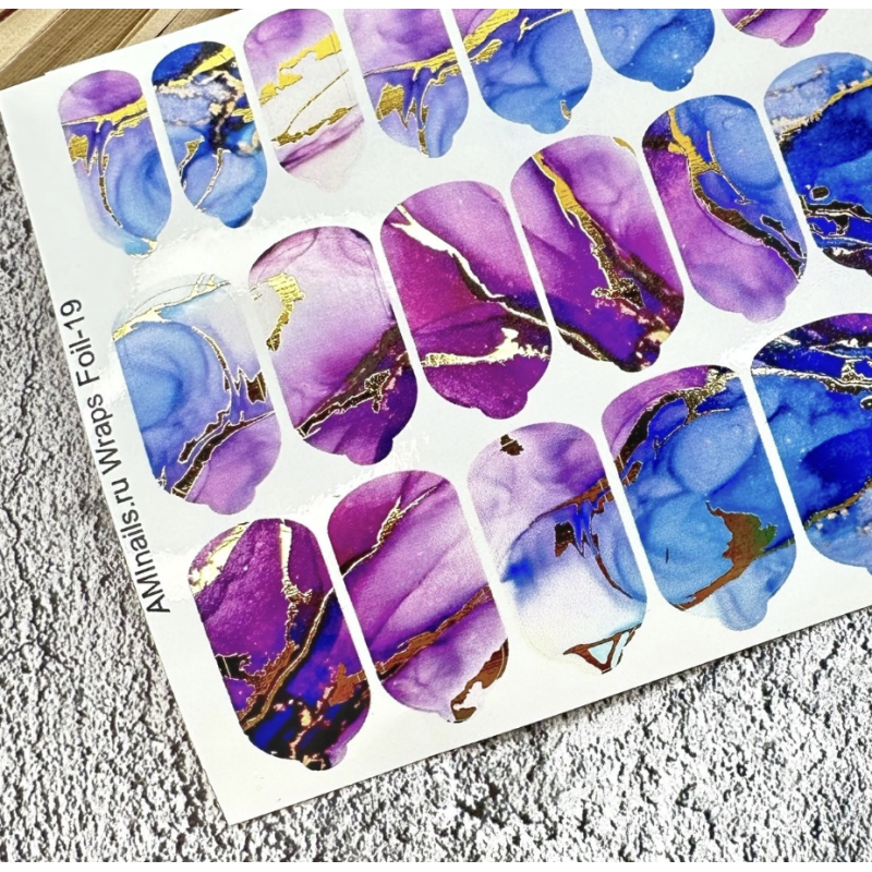 Nagelfolie 19 Foil Nail Wraps für Maniküre AMINAILS-NAIL WRAPS SELBSTKLEBEND-Double Beauty Shop