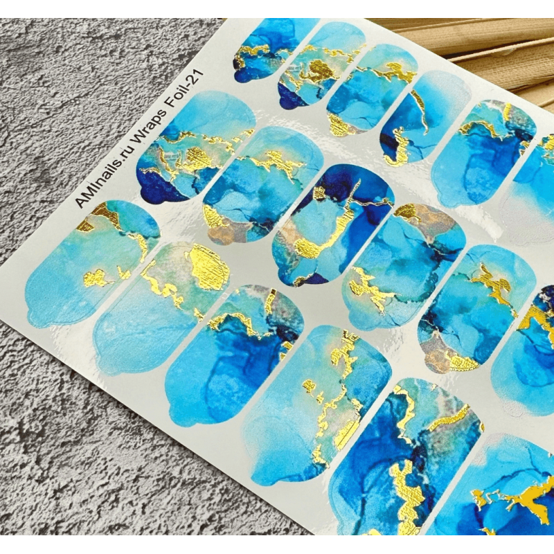 Nagelfolie 21 Foil Nail Wraps für Maniküre AMINAILS-NAIL WRAPS SELBSTKLEBEND-Double Beauty Shop