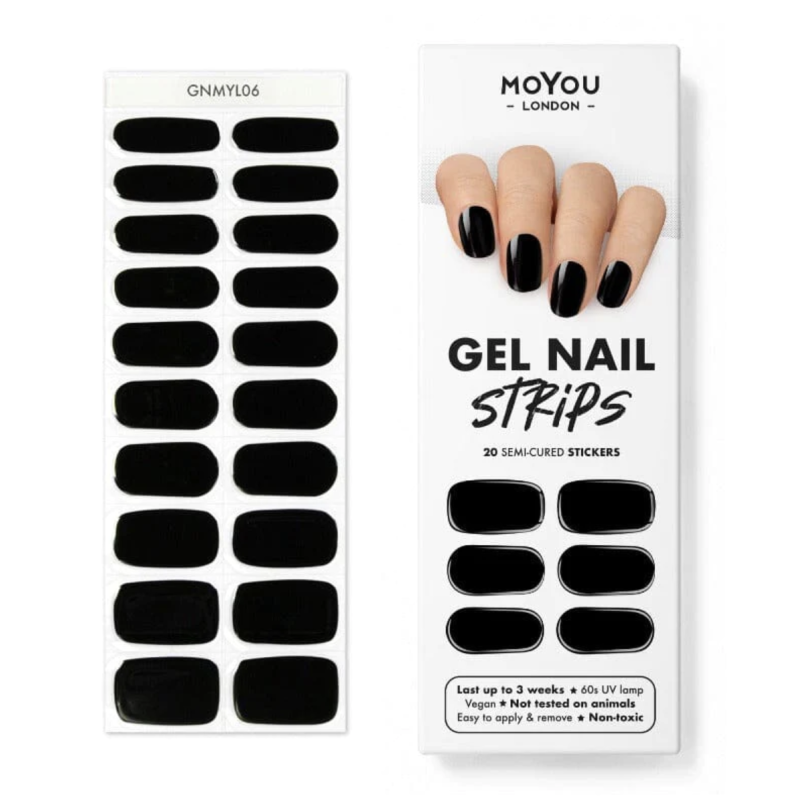 JET BLACK - Gel Nail Strip (Gel Wraps) MoYou London-WRAPS-Double Beauty Shop