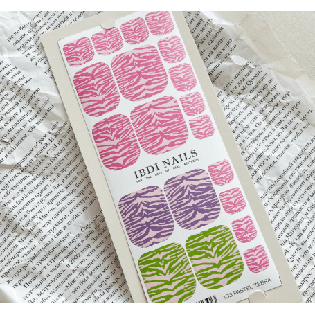 103 PASTEL ZEBRA -  PEDIKÜRE Nail Wraps IBDI Nails
