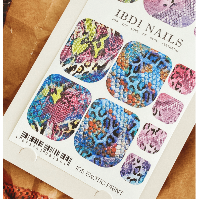 105 EXOTIC PRINT -  PEDIKÜRE Nail Wraps IBDI Nails-NAIL WRAPS SELBSTKLEBEND-Double Beauty Shop