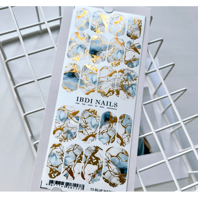 15 BLUE HARMONY - Nail Wraps IBDI Nails-NAIL WRAPS SELBSTKLEBEND-Double Beauty Shop