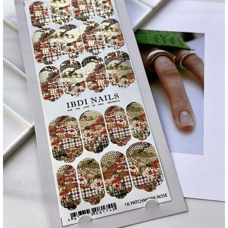 16 PATCHWORK ROSE - Nail Wraps IBDI Nails