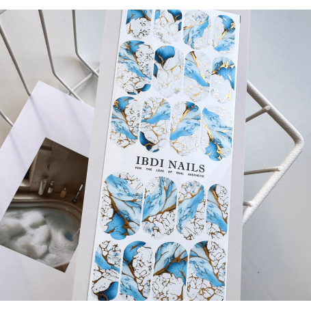 19 AZURE & GOLD - Nail Wraps IBDI Nails