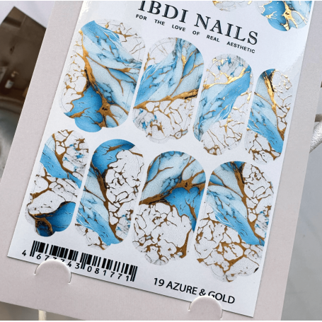 19 AZURE & GOLD - Nail Wraps IBDI Nails