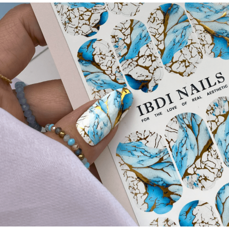 19 AZURE & GOLD - Nail Wraps IBDI Nails