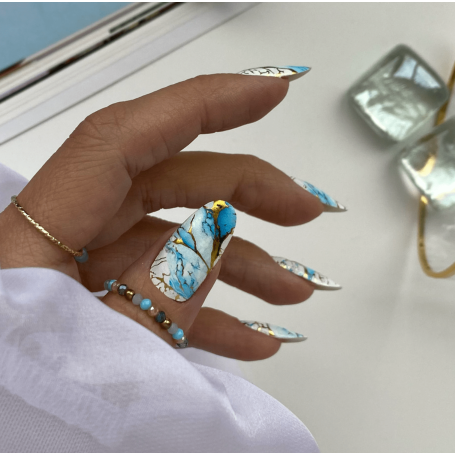 19 AZURE & GOLD - Nail Wraps IBDI Nails