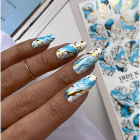 19 AZURE & GOLD - Nail Wraps IBDI Nails