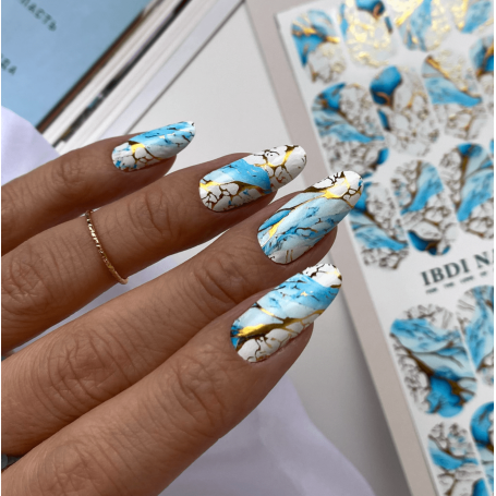 19 AZURE & GOLD - Nail Wraps IBDI Nails