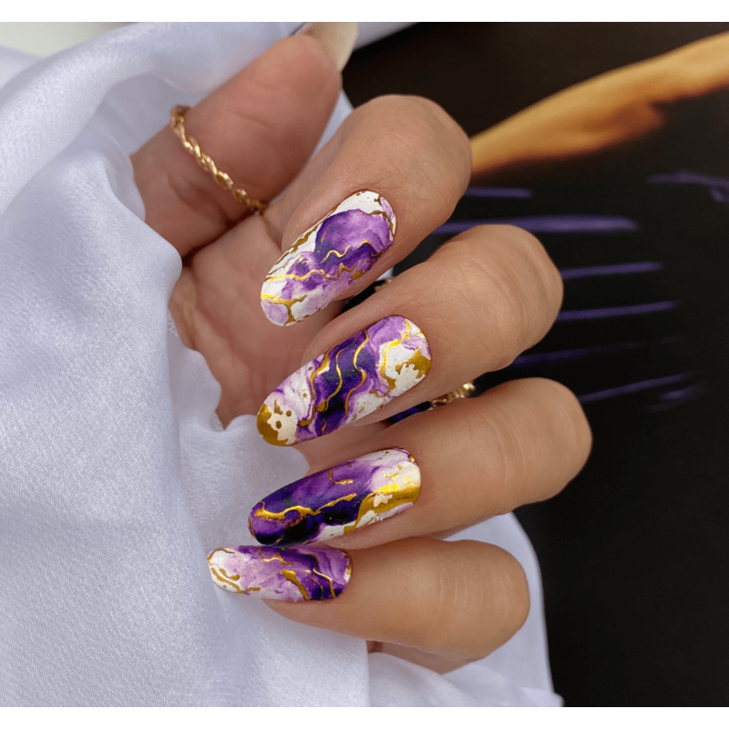 23 AMETHYST MARBLE - Nail Wraps IBDI Nails-NAIL WRAPS SELBSTKLEBEND-Double Beauty Shop