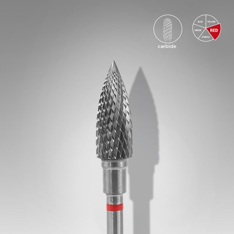 Hartmetall 5,0mm Flamme rot Fräseraufsatz STALEKS-Hartmetallfräser-Double Beauty Shop