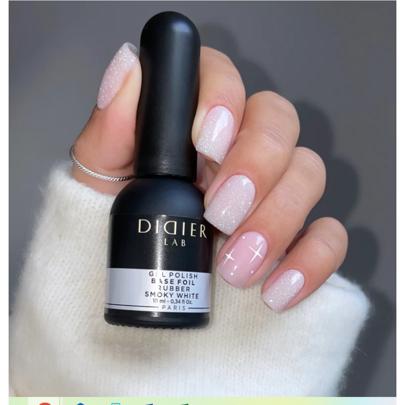SMOKY WHITE - RUBBER BASE COAT FOIL 10 ml DIDIER LAB-Online-Shop-Double Beauty Shop