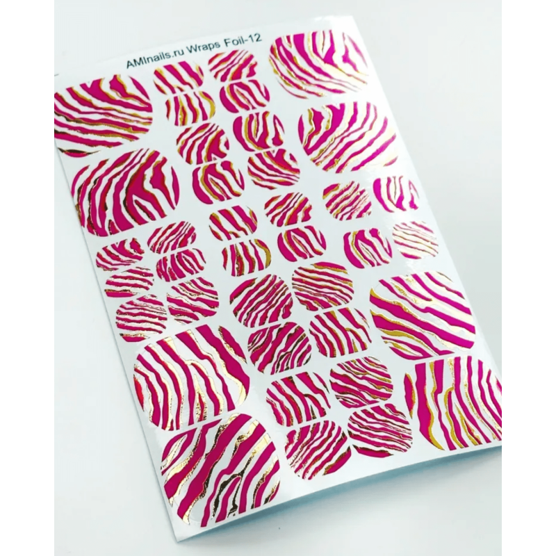 Nagelfolie 12 Foil Nail Wraps für Pediküre AMINAILS-NAIL WRAPS SELBSTKLEBEND-Double Beauty Shop