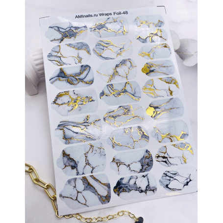 Nagelfolie 48 Foil Nail Wraps für Maniküre AMINAILS