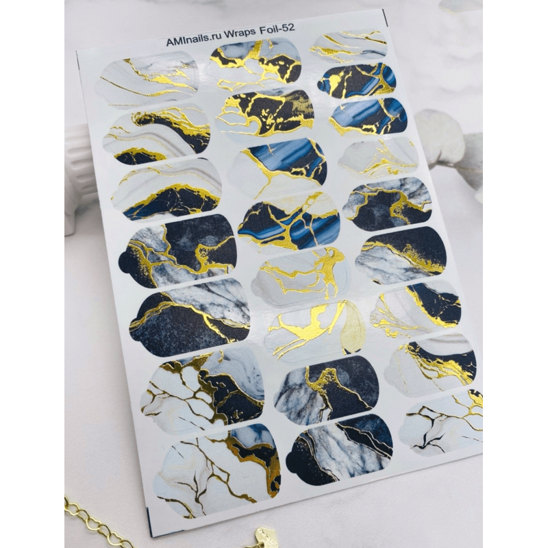 Nagelfolie 52 Foil Nail Wraps für Maniküre AMINAILS-NAIL WRAPS SELBSTKLEBEND-Double Beauty Shop