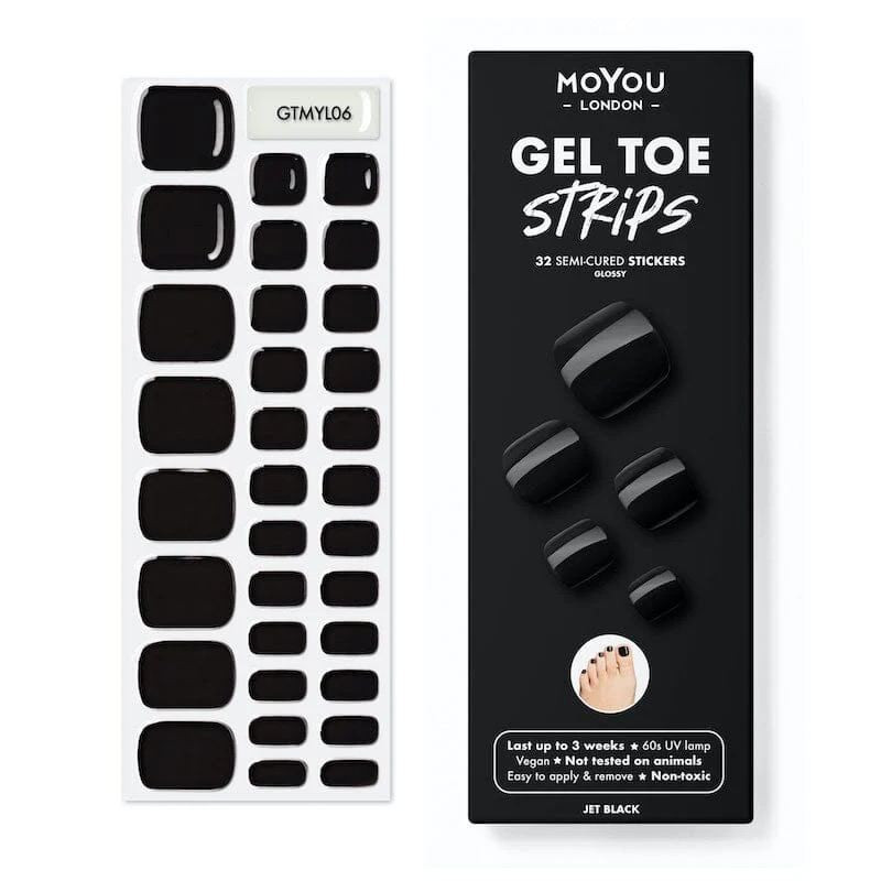 JET BLACK - PEDIKÜRE Gel Nail Strip (Gel Wraps) MoYou London-WRAPS-Double Beauty Shop