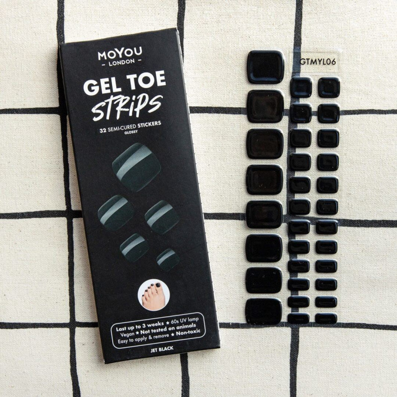 JET BLACK - PEDIKÜRE Gel Nail Strip (Gel Wraps) MoYou London-WRAPS-Double Beauty Shop