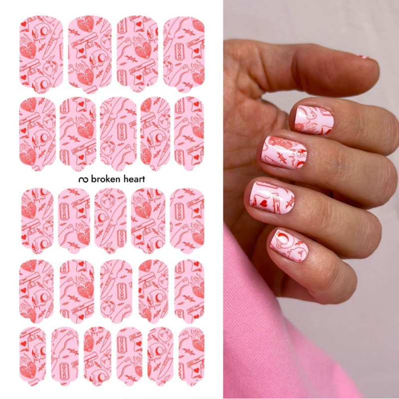 Nagelfolie Broken heart - Nail Wraps by Provocative Nails-NAIL WRAPS SELBSTKLEBEND-Double Beauty Shop